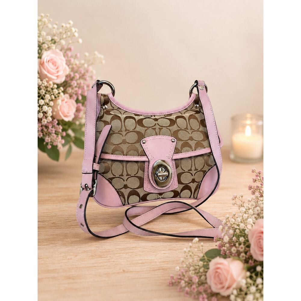 Coach Legacy Signature Jacquard Crossbody Pink